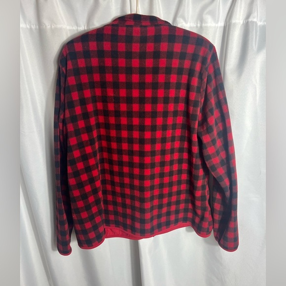 Croft & Barrow Red Black Buffalo Plaid Full Zip Fleece Jacket Coat XL Warm - Picture 2 of 7